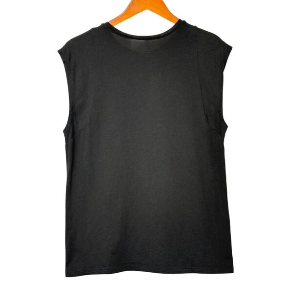 Frame Le Mid Rise Muscle T-Shirt Black Cap Sleeve 100% Cotton Women's Size XL - Picture 3 of 7